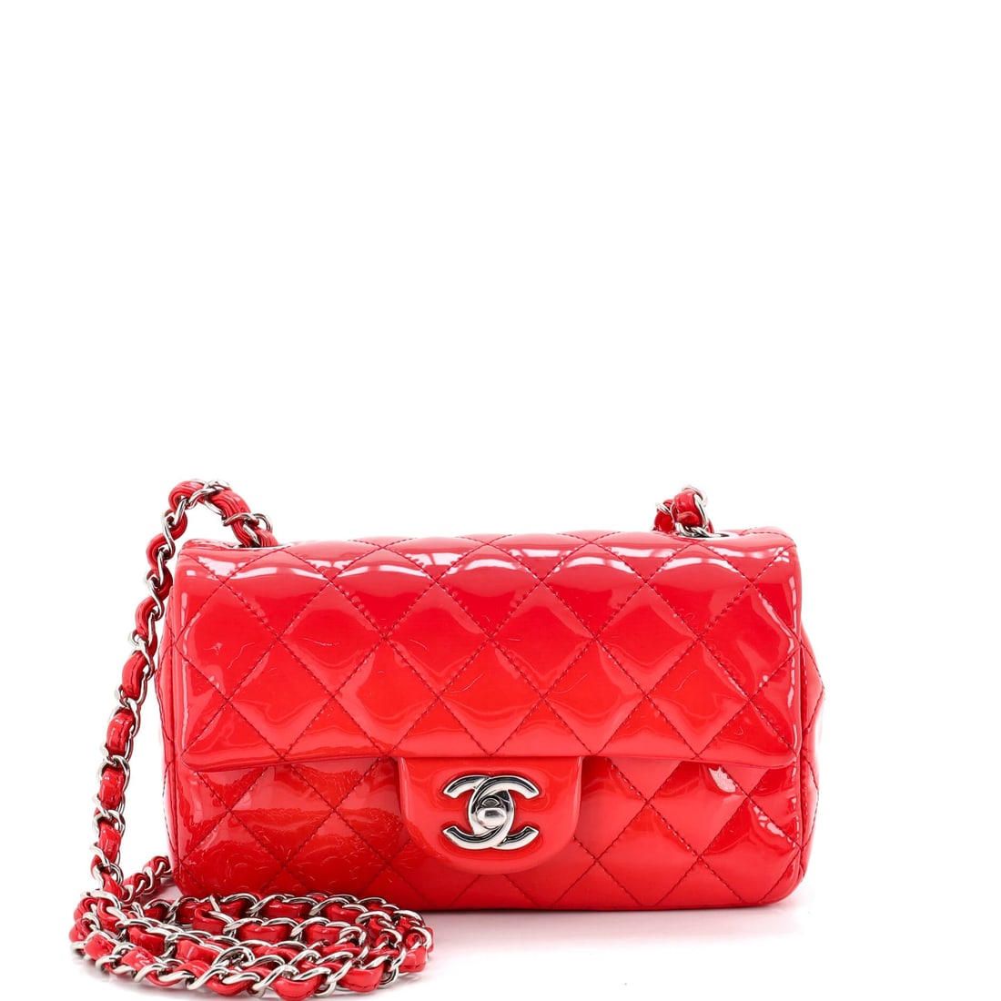 Chanel Classic Single Flap Bag Quilted Patent: Compared with the larger classics, this patent flap keeps to a compact 7.5 by 5 inch build with 2 inches of depth, which is why it wears closer to the body. Lacquered leather resists the slumping soft