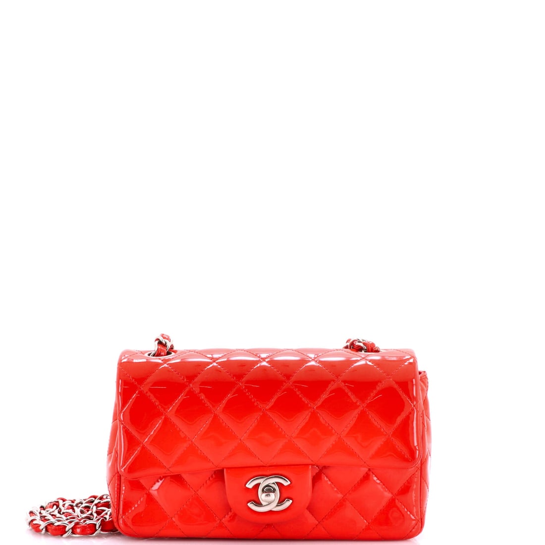 Chanel Classic Single Flap Bag Quilted Patent: At a full 8 inches across, this patent Classic Single Flap gains usable width over the smaller version of the same model, while the 5 inch height and 2 inch depth stay compact. High-shine patent holds