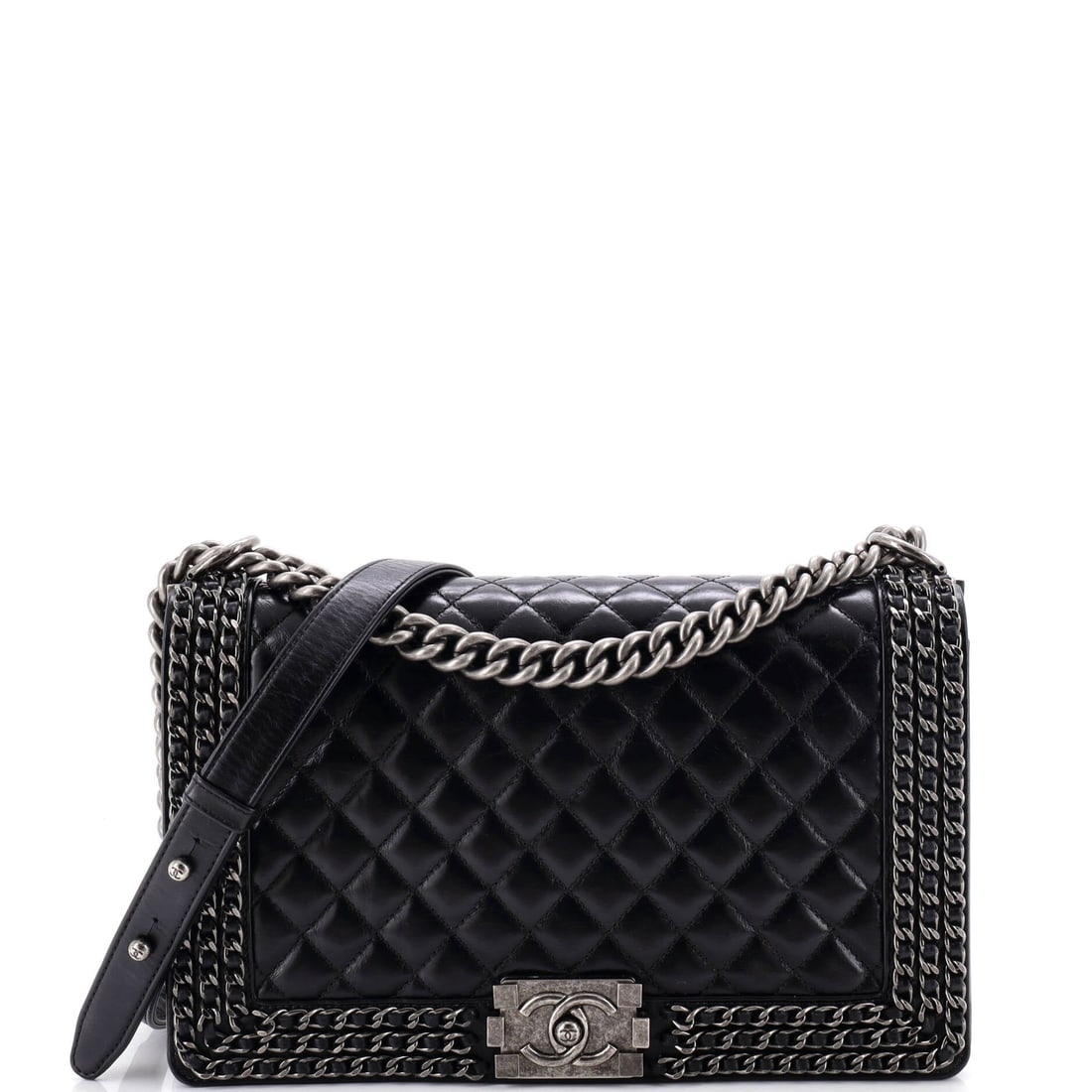 Chanel Chained Boy Flap Bag Quilted Glazed Calfskin: The Boy stretches to 11 by 7 inches here, and a 3 inch depth backs that footprint up with genuine day capacity. A 12 inch drop shoulders it easily while the longer 20 inch setting brings it across the