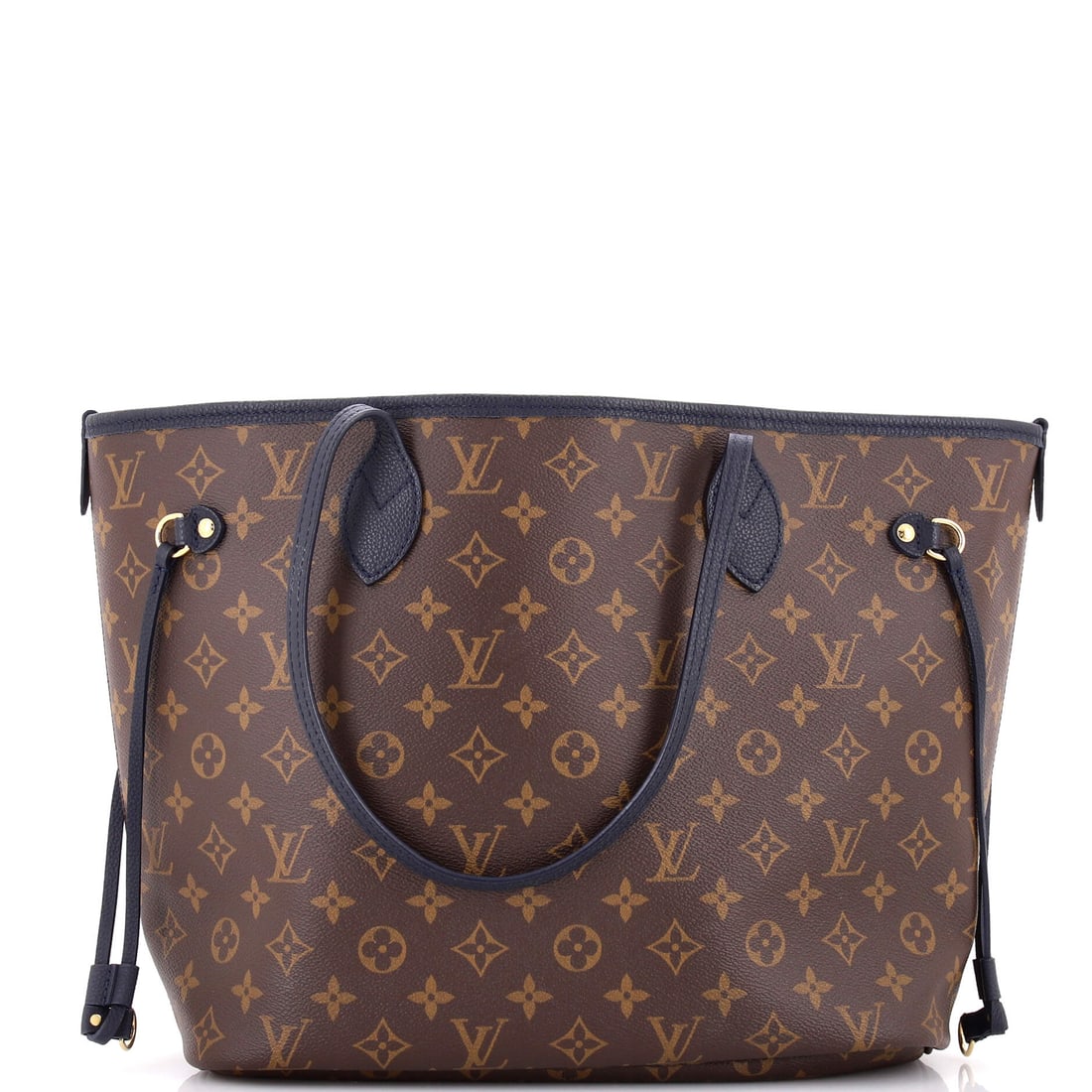 Louis Vuitton Neverfull Inside Out Monogram Canvas and Leather: Thirteen inches across the top gives this tote genuine width, and with 7 in of depth it swallows a day's load without the side laces needing to be let out. Reversibility is the point of the model, one