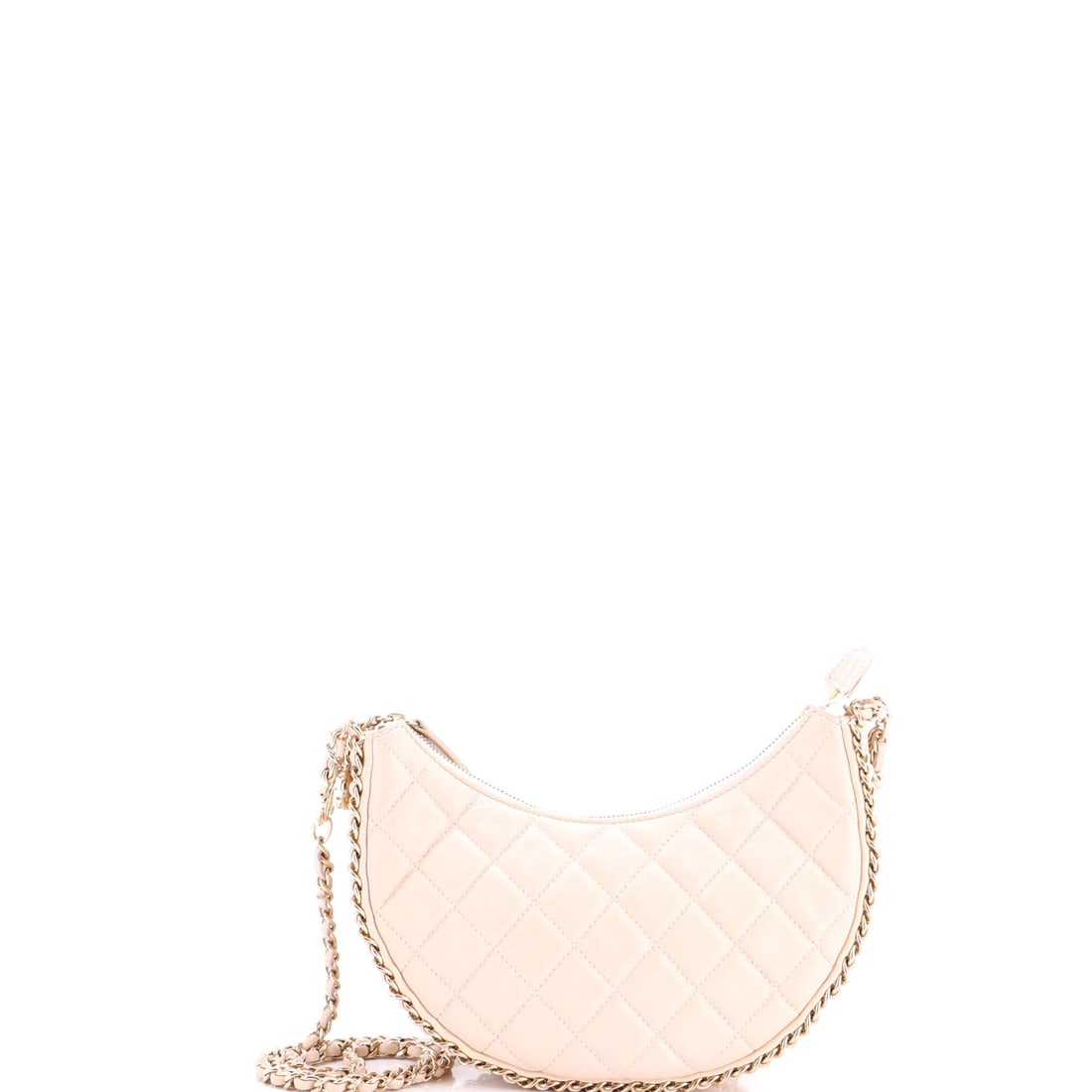 Chanel Chain Around Hook Hobo Quilted Lambskin: Scale is what distinguishes this hook hobo from the smaller versions: an 8 inch width and 6.5 inch height make it a bag you pack rather than fill. The hook opens fast, which matters more on a larger b
