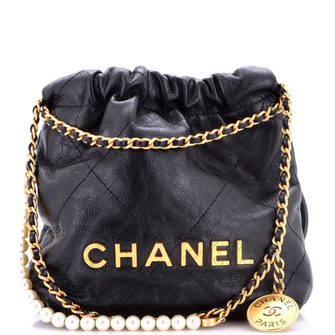 Chanel 22 Chain Hobo Quilted Calfskin with Pearl Chain (1 of 7)