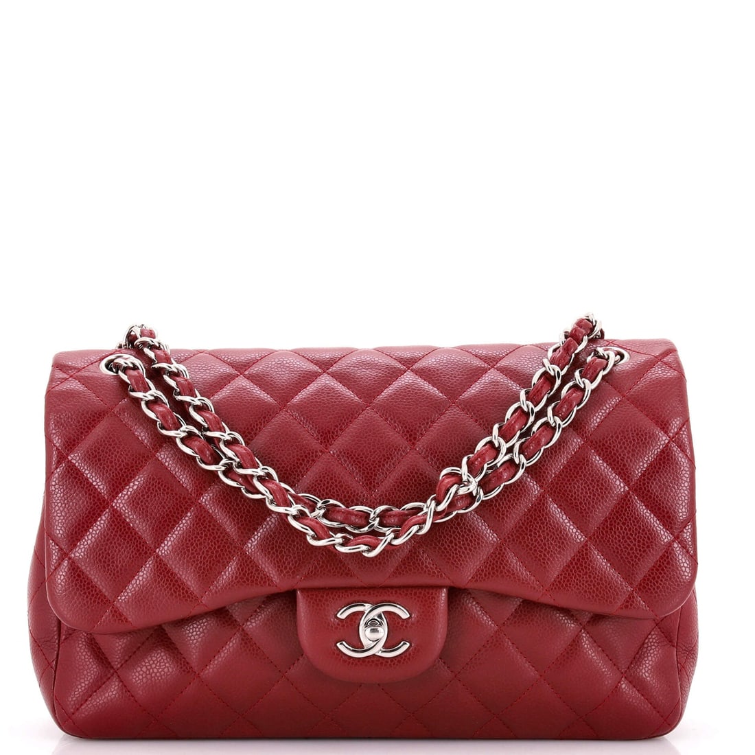Chanel Classic Double Flap Bag Quilted Caviar: Between the medium and the largest sizes sits this 11.5 by 8 inch caviar flap, wide enough for files but still trim through a 3 inch base. A 22 inch drop is long, taking it well across the body, while