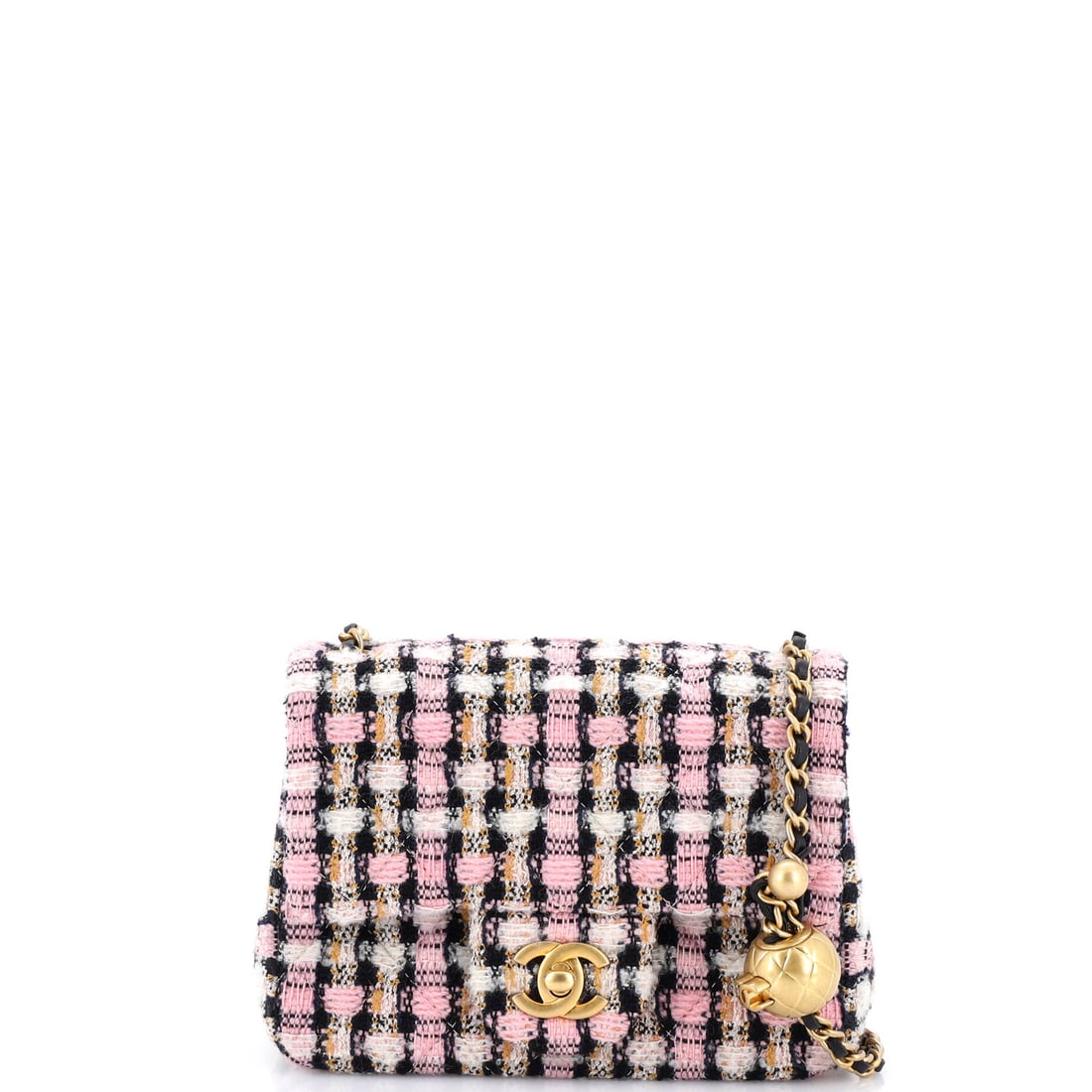 Chanel Pearl Crush Square Flap Bag Quilted Tweed (1 of 8)