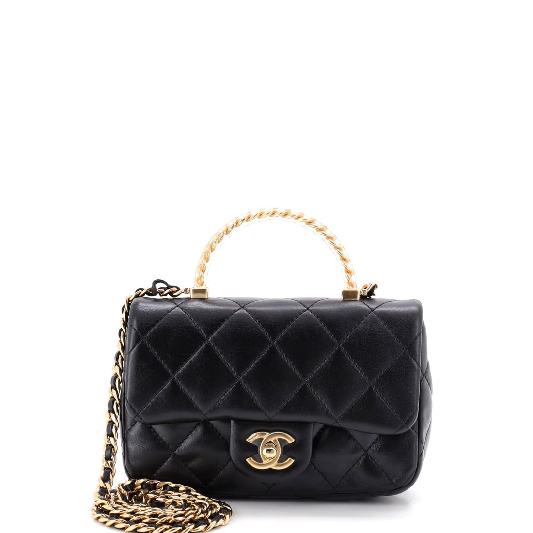 Chanel Resin Chain Top Handle Flap Bag Quilted Lambskin (1 of 6)