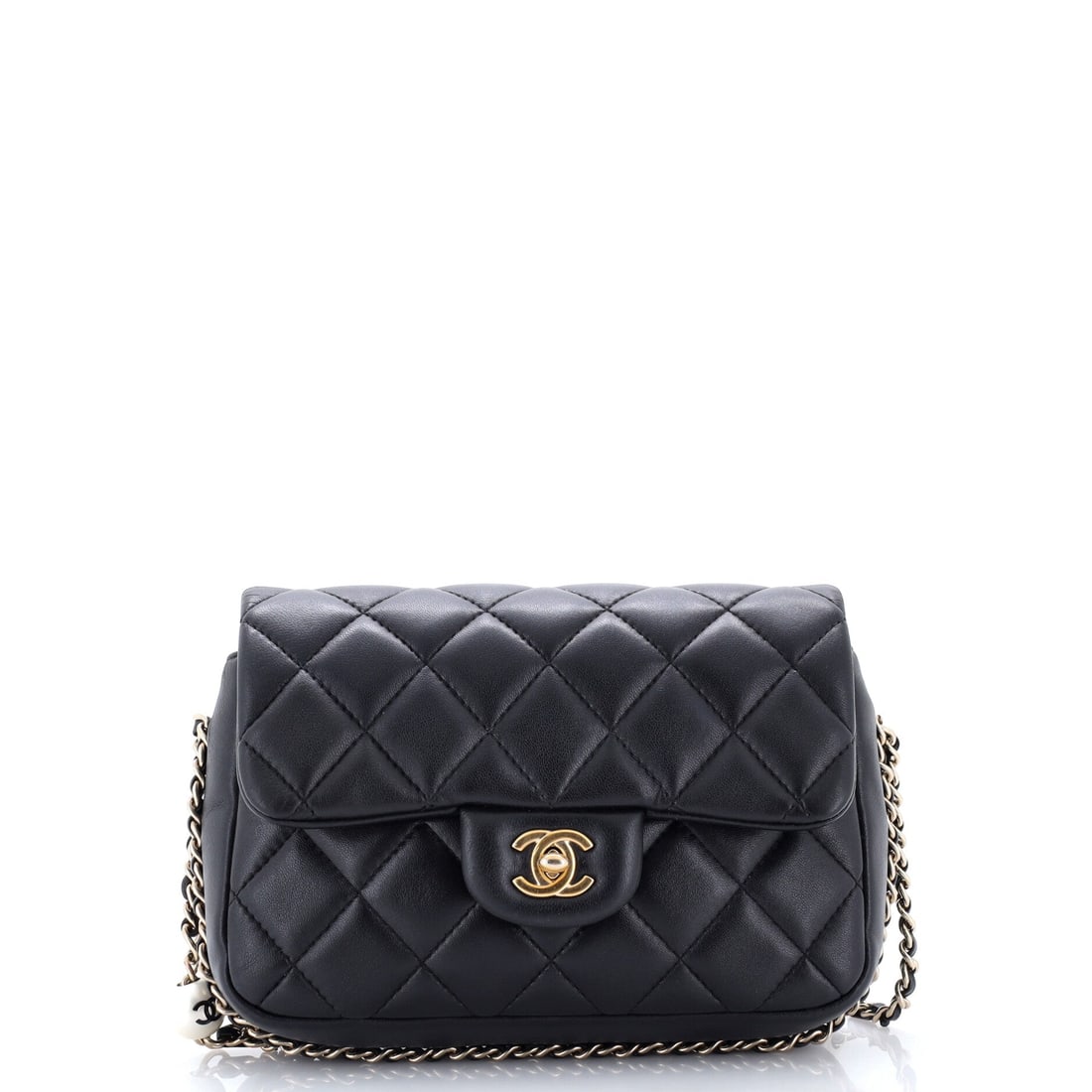 Chanel Single Chain Around Flap Bag Quilted Lambskin: One long chain running the perimeter is the whole idea behind the Single Chain Around flap, and at 22 in of drop it hangs well below the hip for a true crossbody. Quilted lambskin keeps the 8 x 5 in b