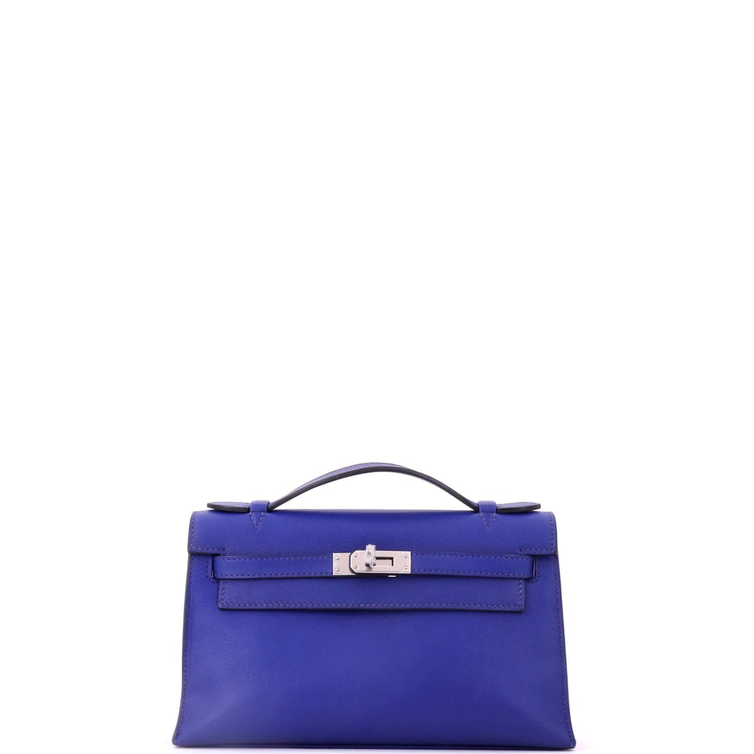 Hermes Kelly Pochette Swift: Swift's smooth, close grain makes the Kelly Pochette feel more like a jewelry object than a handbag, and the clochette and turn-lock keep it unmistakably Hermes at a distance. Small enough to clutch a