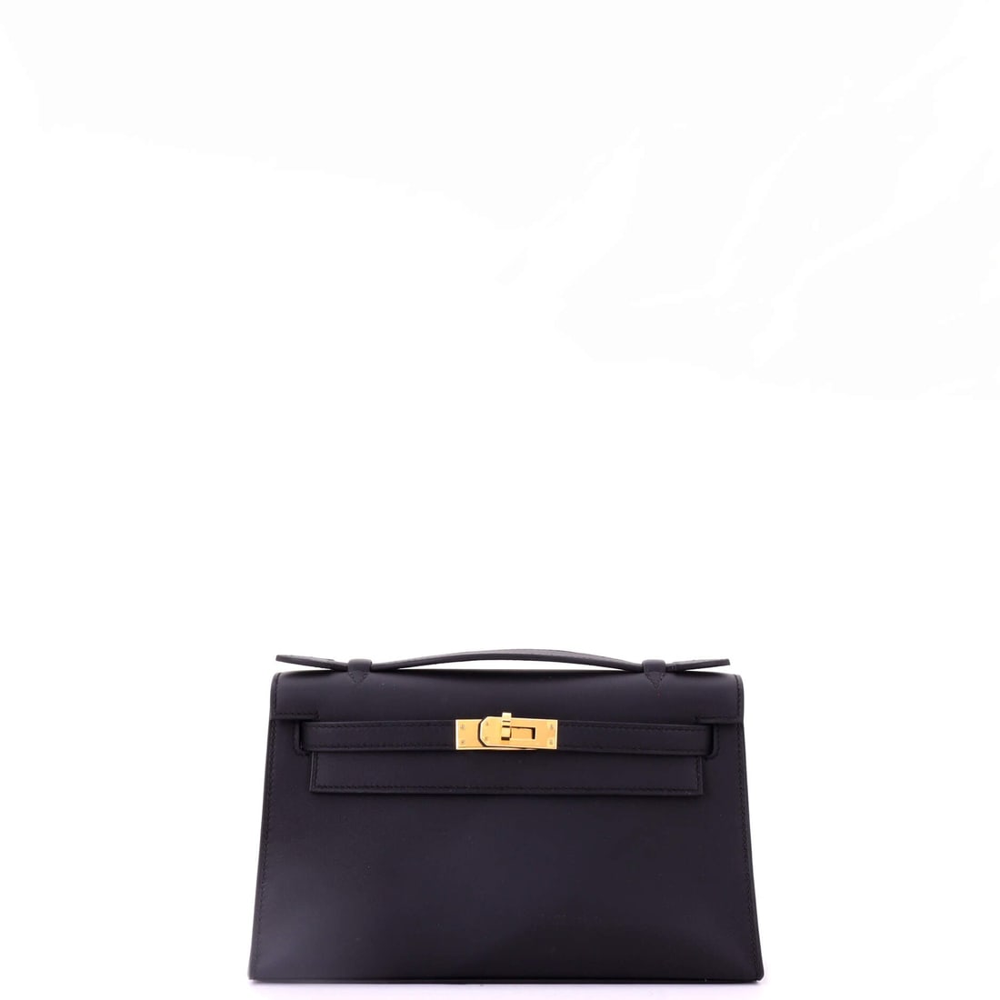 Hermes Kelly Pochette Swift: A Kelly Pochette gives a bidder the model's whole design language at clutch scale, and Swift is the leather that makes the small panel look richest. Turn-lock, clochette and single strap all carry