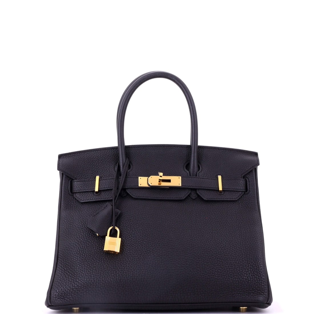 Hermes Birkin Handbag Black Togo with Gold Hardware: Black Togo with gold hardware at 11.5 in is the Birkin that anchors most serious collections. Grain, structure and metal all in the configuration with the deepest bidder pool. Nine inches high, 6 deep