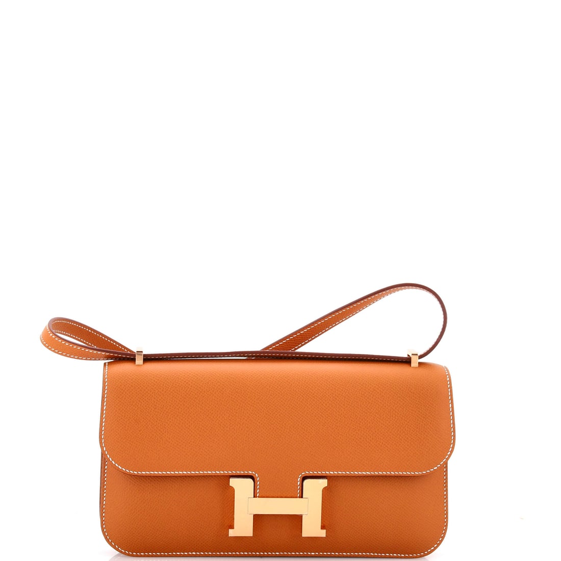 Hermes Constance Elan NM Bag Epsom: Long and flat at 9 in wide by 6 in high, the Constance Elan NM is the shape that makes the most of the H clasp. Epsom holds that extended flap without any bow. Grade A - Pristine. Maison de Beaubigonn