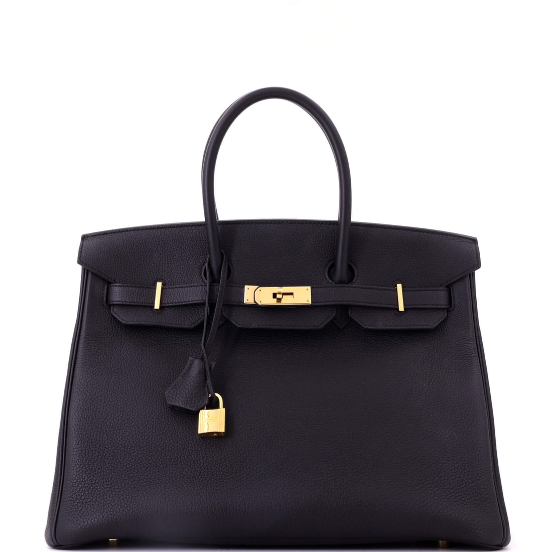 Hermes Birkin Handbag Black Togo with Gold Hardware: Fourteen inches wide, 10 in high, 7 in deep - the largest standard body in the configuration with the widest bidder base. Black Togo, gold hardware. Grade B - Excellent. Maison de Beaubigonne authenti