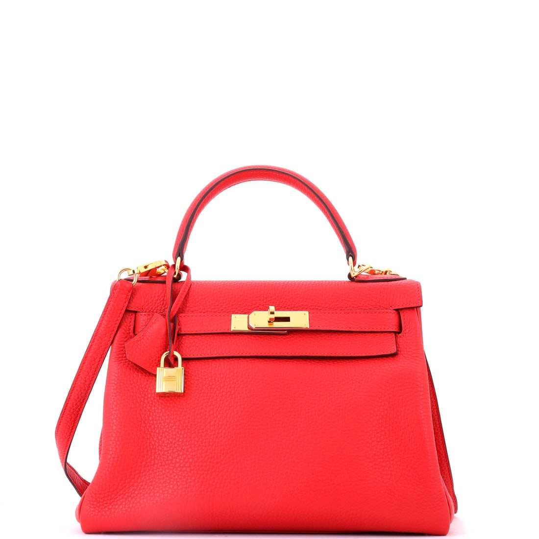 Hermes Kelly Handbag Red Clemence with Gold Hardware (1 of 8)