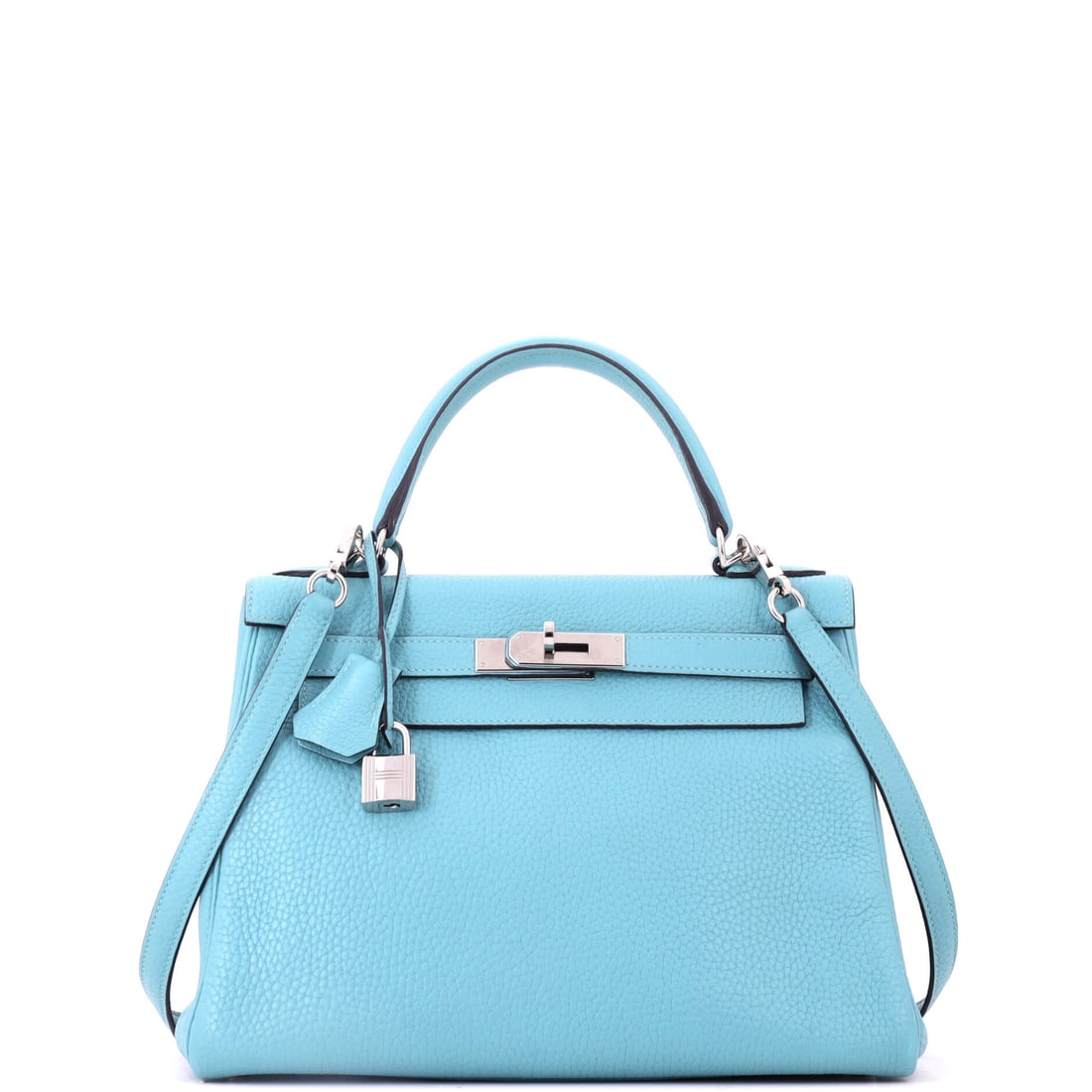 Hermes Kelly Handbag Blue Clemence with Palladium Hardware (1 of 7)