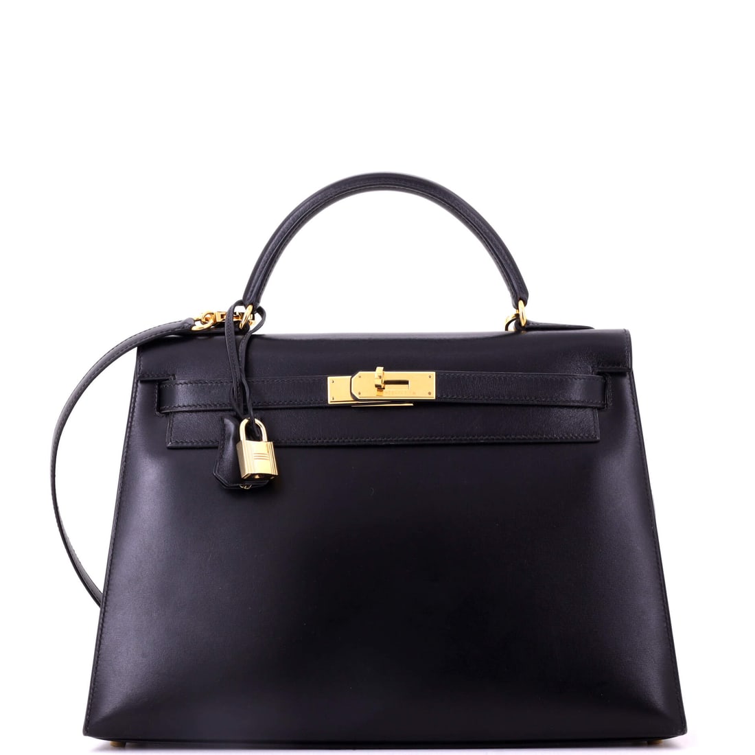 Hermes Kelly Handbag Black Box Calf with Gold Hardware (1 of 8)