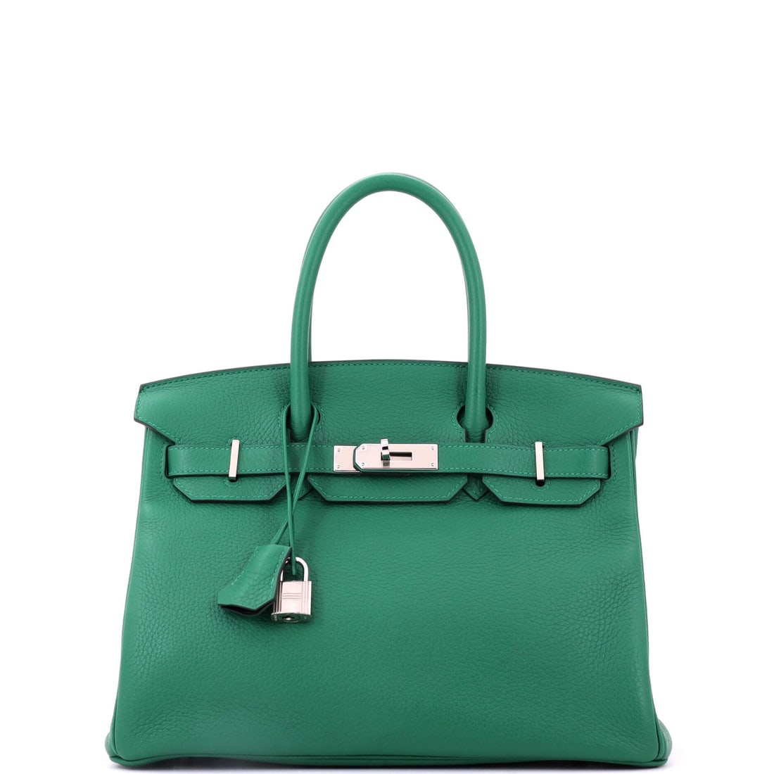 Hermes Birkin Handbag Verso Clemence with Palladium Hardware: Verso on Clemence gives you a soft-sided Birkin with a contrast interior and nothing declared on the outside. Palladium hardware at 11.5 in wide, 9 in high and 6 in deep. Grade C - Very Good. Maison