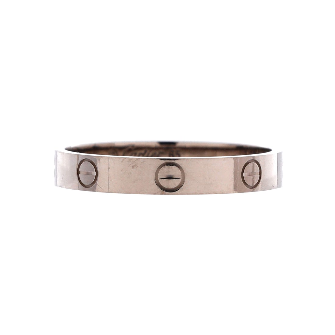 Cartier Love Wedding Band Ring 18K White Gold: At a US 11, a European 65, this band sits in the size range most often bought by men, and it is a range that surfaces far less frequently than the mid sizes do. The 3.5mm width keeps the ring slim on 