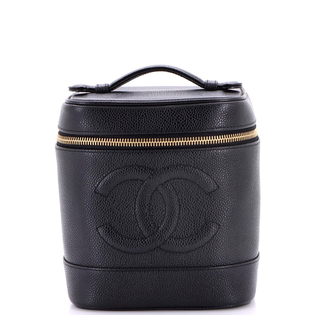 Chanel Vintage Timeless Cosmetic Case Caviar: Among the Tall cases in this sale, this one pairs the full seven-inch height with both its authenticity card and its dust bag, a combination that tends to draw the closer attention. The extra height c