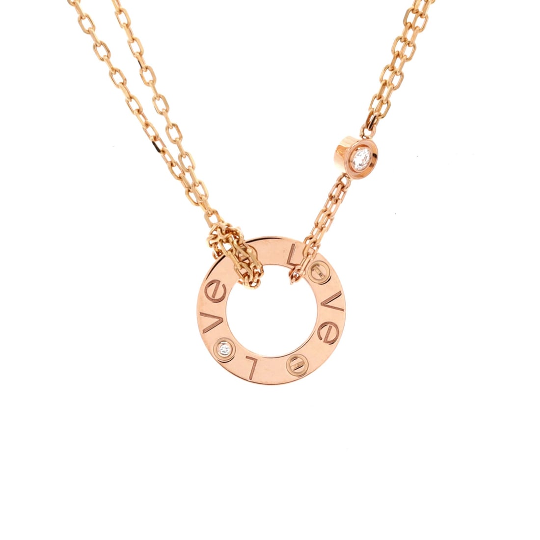 Cartier 2 Diamonds Love Pendant Necklace 18K Rose Gold and Diamonds (1 of 4)