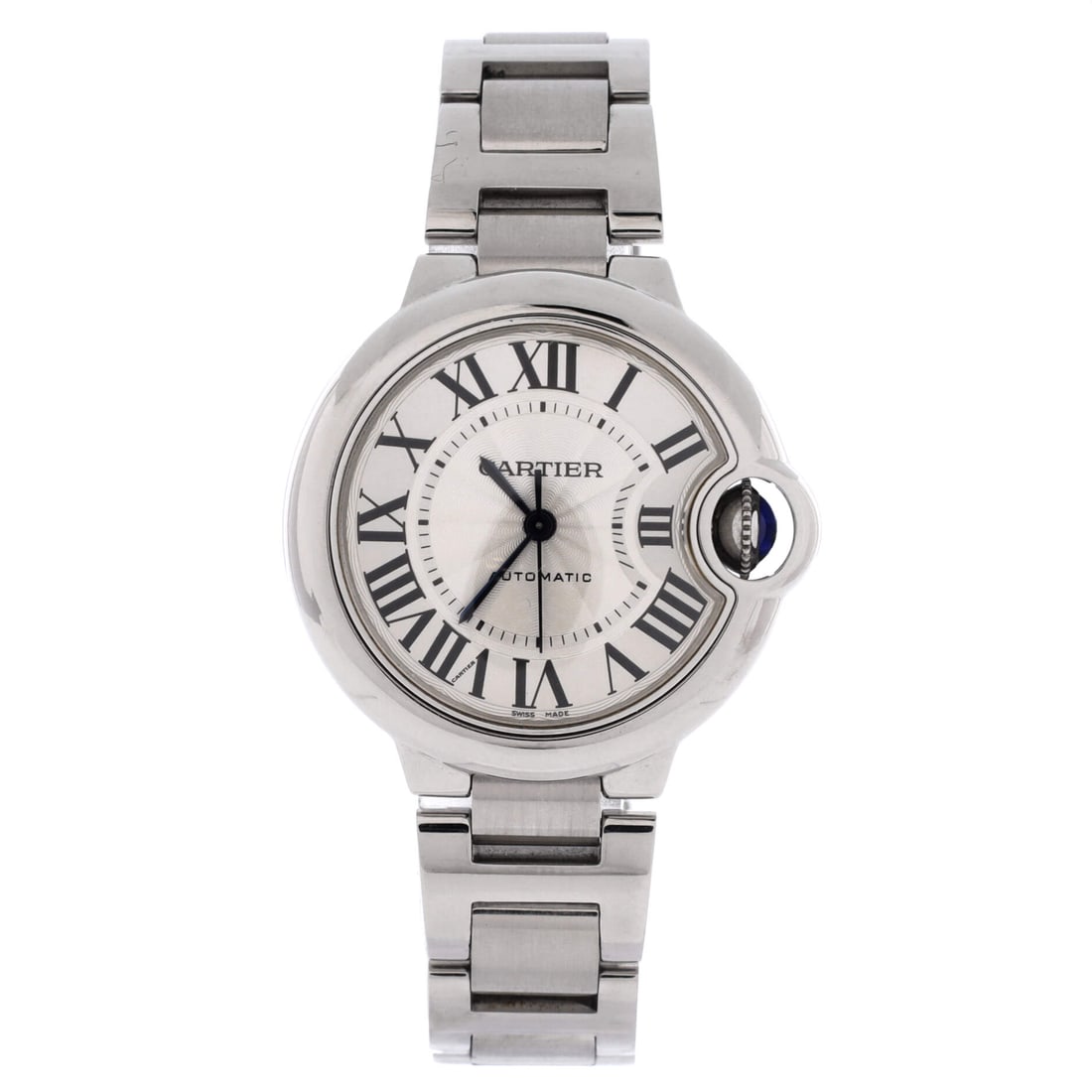 Cartier Ballon Bleu de Cartier Automatic Watch Stainless Steel: An automatic Ballon Bleu de Cartier in stainless steel, the self-winding side of a model better known in its quartz form. The blue cabochon crown and its integrated guard keep the profile unmistakable