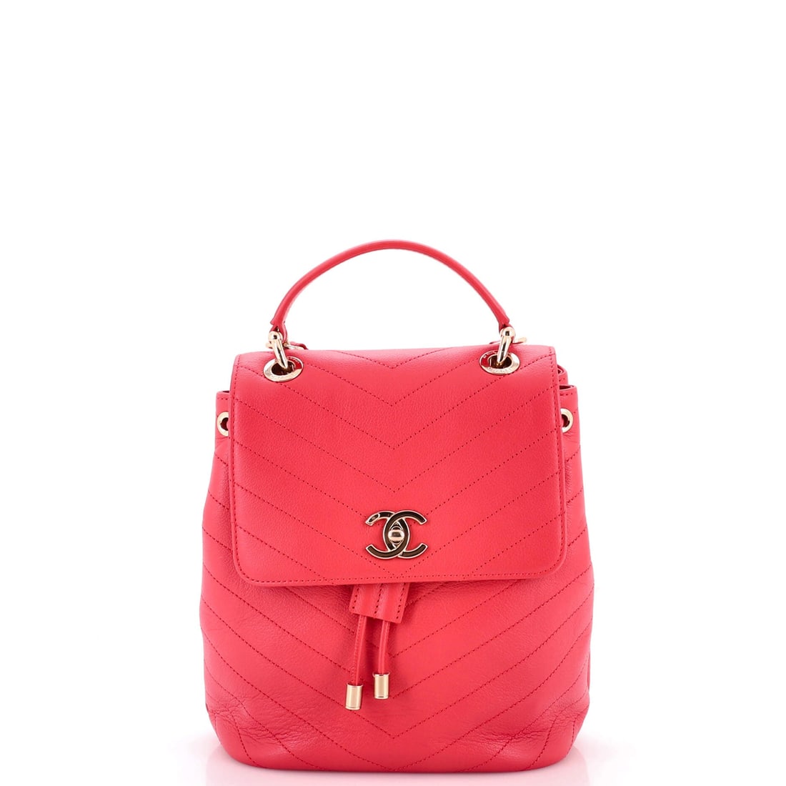 Chanel CC Top Handle Flap Backpack Chevron Calfskin (1 of 6)