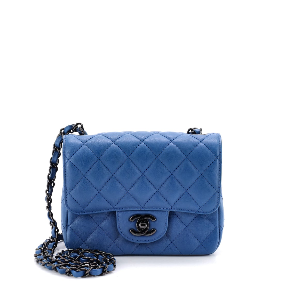 Chanel Square Classic Single Flap Bag Quilted Crumpled Calfskin (1 of 7)