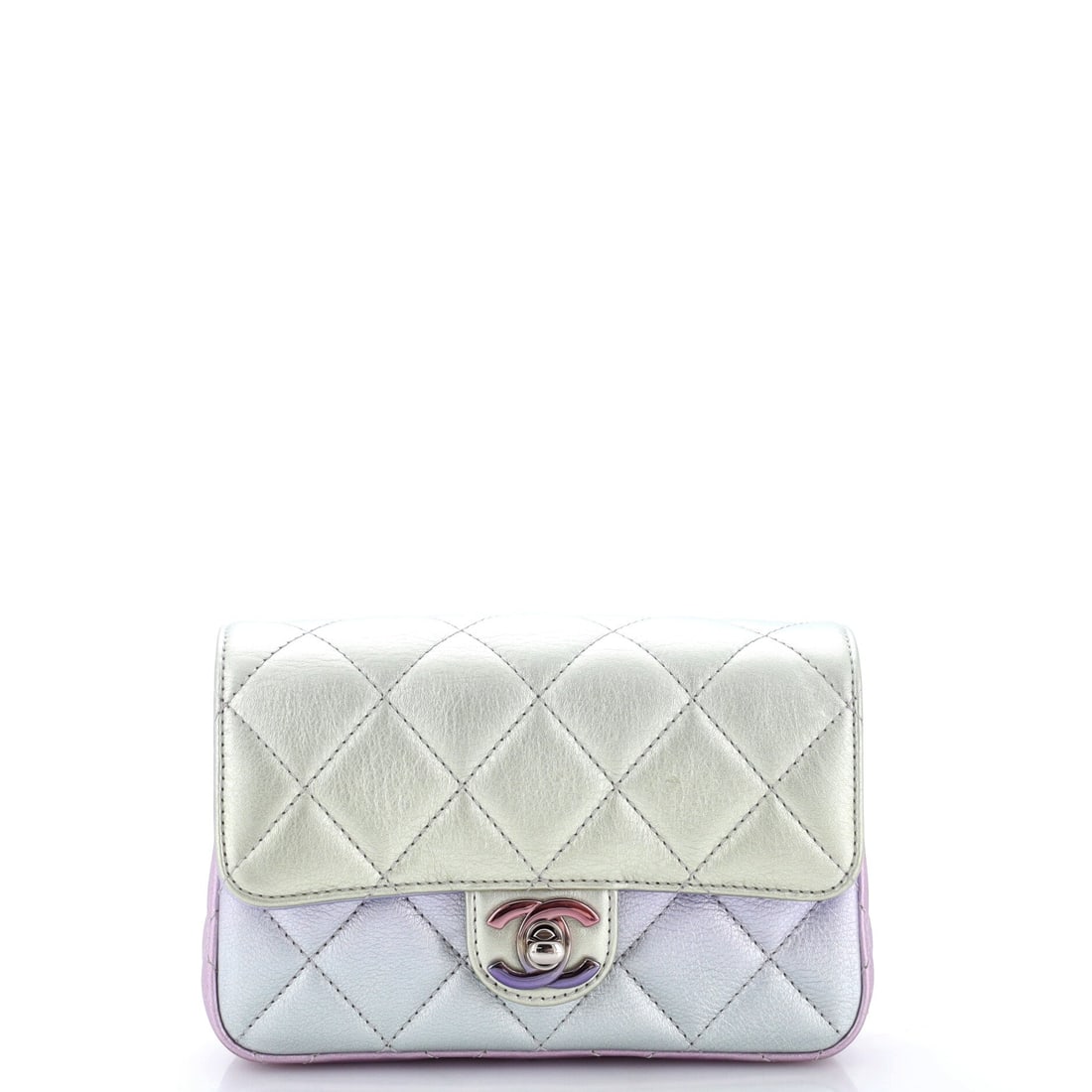 Chanel CC Chain Handle Flap Clutch Quilted Gradient Metallic Calfskin with Gradient Hardware (1 of 6)
