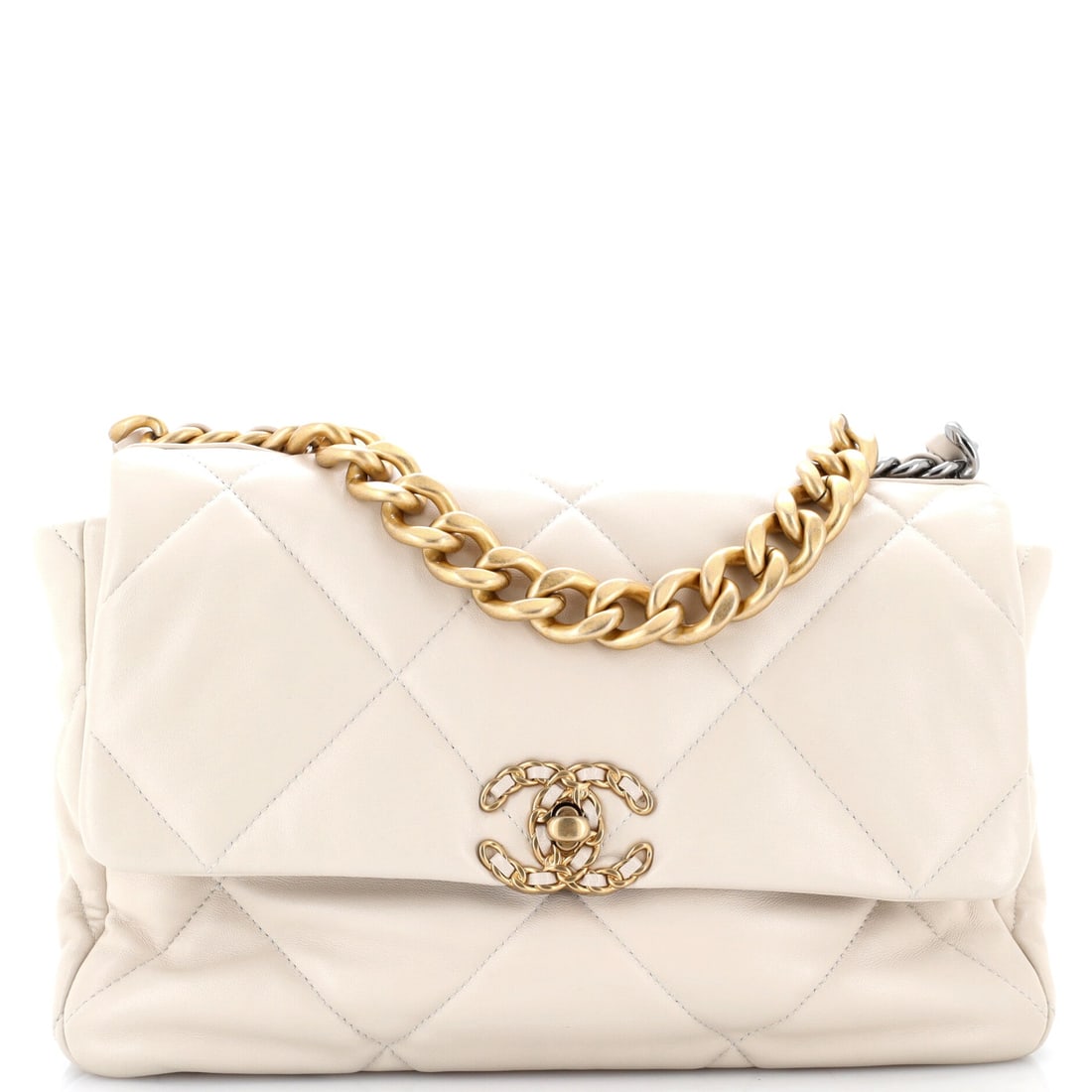 Chanel 19 Flap Bag Quilted Leather: Buyers for the Large tend to be people who already own a smaller Chanel and want the one they can actually pack. Eleven and a half inches wide, 8 high and 4 deep gives them that without tipping into M