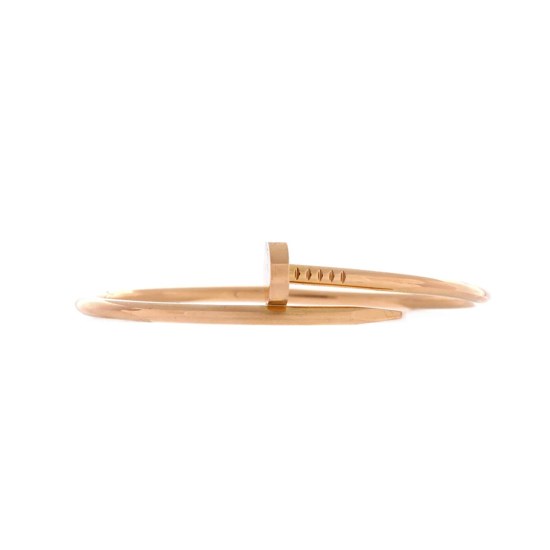 Cartier Juste un Clou Bracelet 18K Rose Gold: Stripped to essentials, this bracelet gives you the Juste un Clou nail motif in 18K rose gold and nothing more. Cartier's proportions keep it slim enough to layer under a sleeve, which is how most own