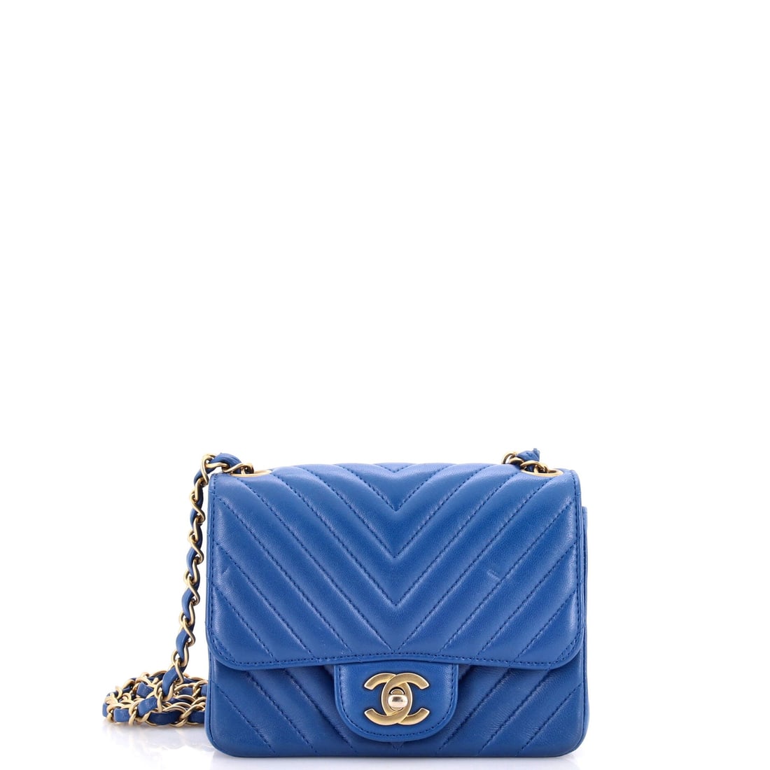 Chanel Square Classic Single Flap Bag Chevron Lambskin: A half inch of extra width takes this Mini to 7 by 5 by 3 inches, marginally more accommodating than the squarer examples in this group. Chevron lambskin reads plush rather than sharp, the opposite of