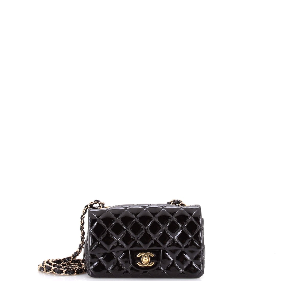 Chanel Classic Single Flap Bag Quilted Patent: A patent Mini asks less of its owner than lambskin does, with no fear of rain and no anxiety about a fingernail, and that practicality is part of why the finish holds demand. Dimensions here are 7.5 b
