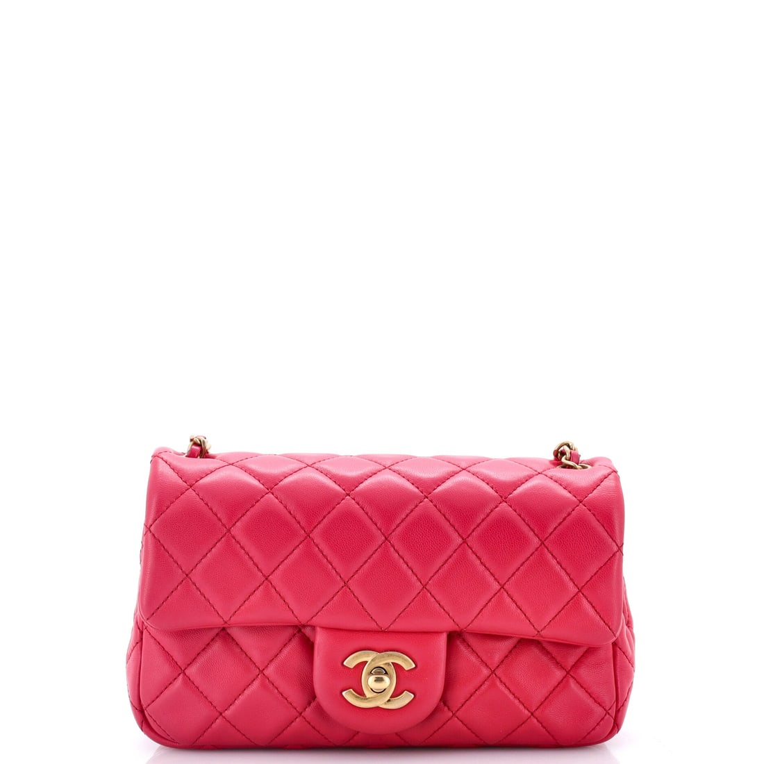 Chanel Pearl Crush Flap Bag Quilted Lambskin: A Mini flap lives or dies on its chain, and the Pearl Crush changes that equation by setting a single pearl into the run of links. Lambskin at 7.5 by 5 by 2.5 inches makes it light enough that the pea
