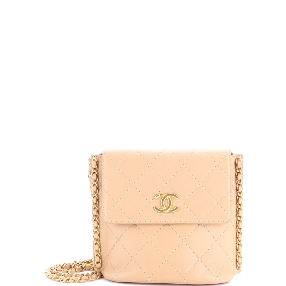 Chanel Chain Flap Hobo Quilted Calfskin: Vertical rather than horizontal at 6.5 by 7.5 by 2 inches, this Small hobo takes a stance most Chanel flaps do not. The hobo body slumps naturally on the shoulder while the chain keeps the flap and CC