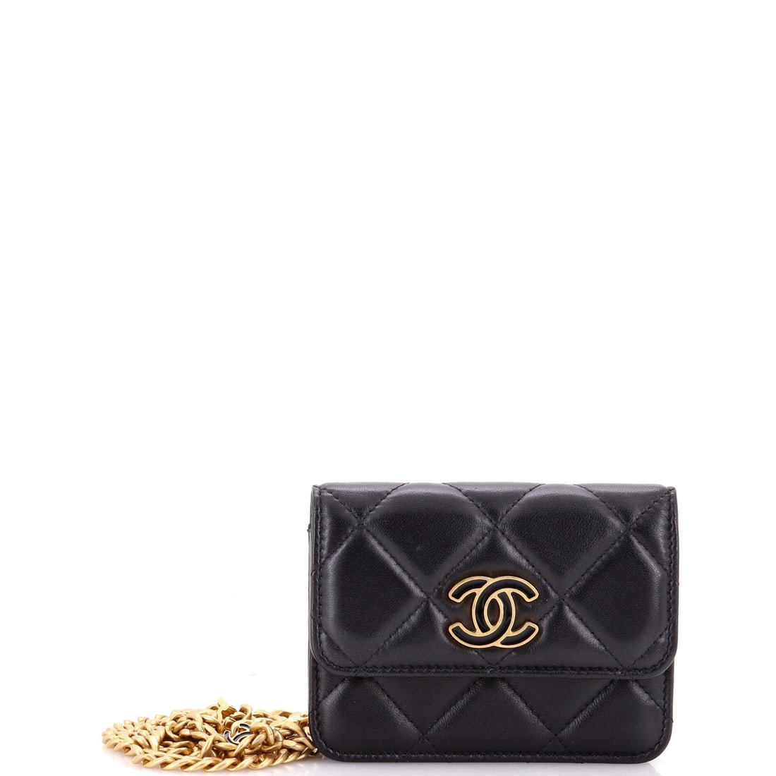 Chanel Pending CC Flap Chain Belt Bag Quilted Lambskin: Belt bags on a chain sit at the waist or across the chest, and at 5 by 4 by 1 inches this Mini is built for the former, with Pending CC hardware set against quilted lambskin and very little depth to w