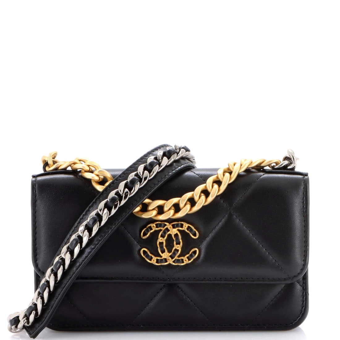 Chanel 19 Flap Phone Holder with Chain Quilted Lambskin (1 of 8)