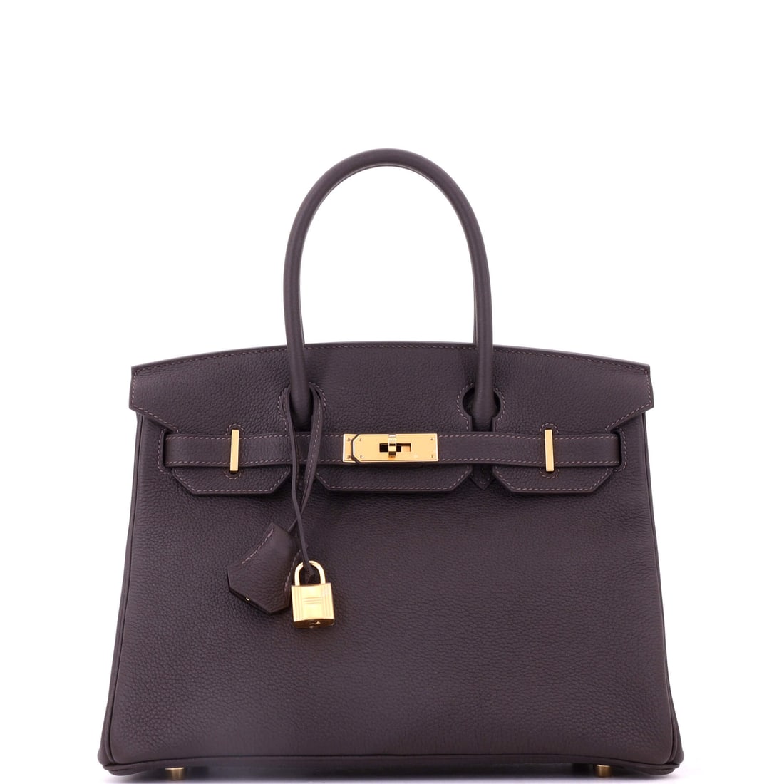 Hermes Birkin Handbag Brown Togo with Gold Hardware: Brown Togo Birkin with gold hardware, the pairing that keeps the widest audience of Hermes bidders in the room. Togo's grain holds the silhouette upright and hides handling far better than smooth calf