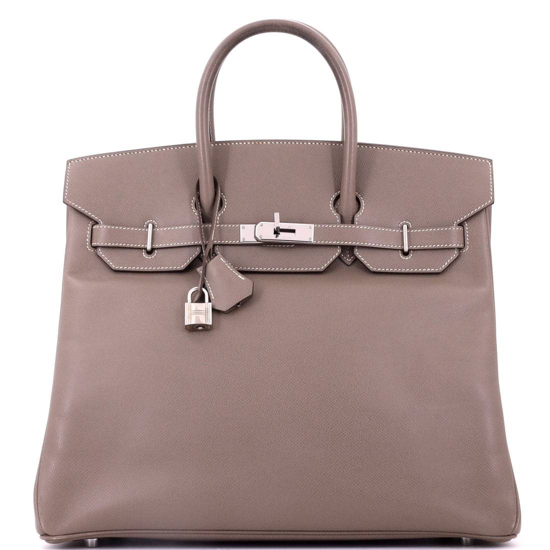 Hermes HAC Birkin Bag Grey Epsom with Palladium Hardware: The HAC is the Birkin's taller ancestor, built originally for saddles and still the most commanding format in the family. Grey Epsom with palladium hardware keeps the scale from reading heavy, and at 