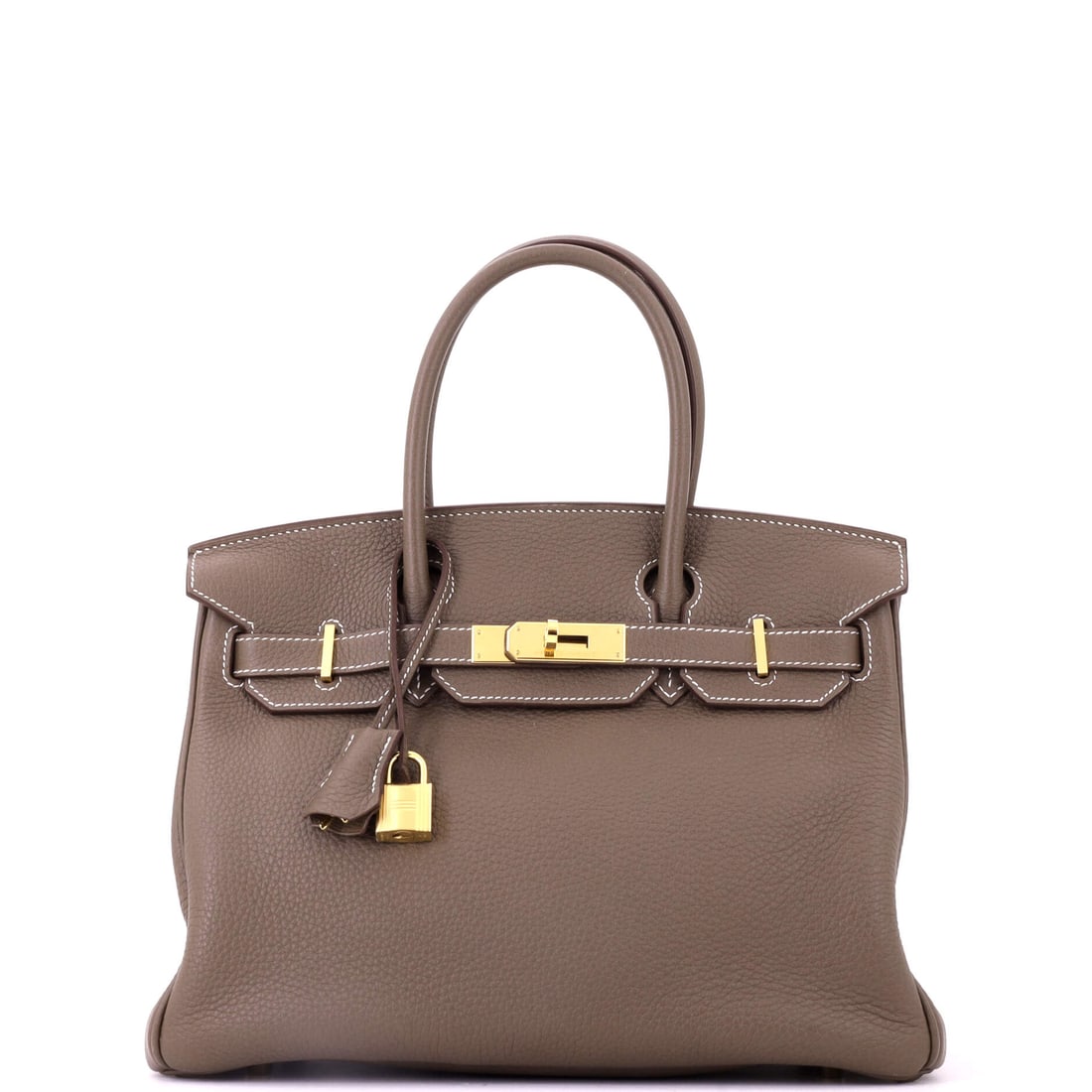 Hermes Birkin Handbag Grey Togo with Gold Hardware: Grey Togo Birkin with gold hardware, a quieter pairing than black or brown and one that has gained ground with buyers who already own the obvious combinations. The grained leather takes the neutral
