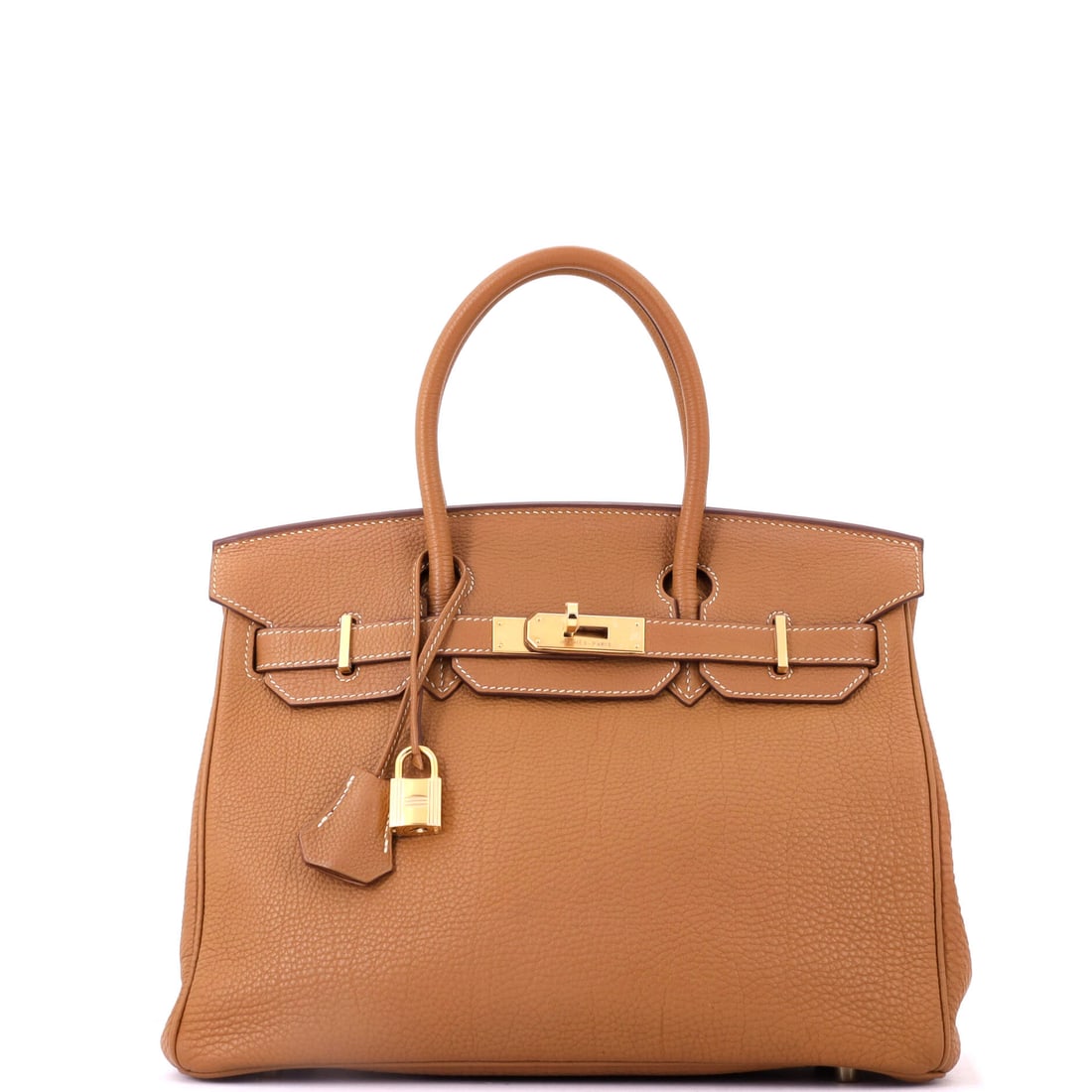 Hermes Birkin Handbag Brown Togo with Gold Hardware: Brown Togo, gold hardware, full 11.5 in width with 9 in height and 6 in depth. On a Birkin this familiar, condition is the only real variable for bidders. Shows as Grade D - Good. Maison de Beaubigonn