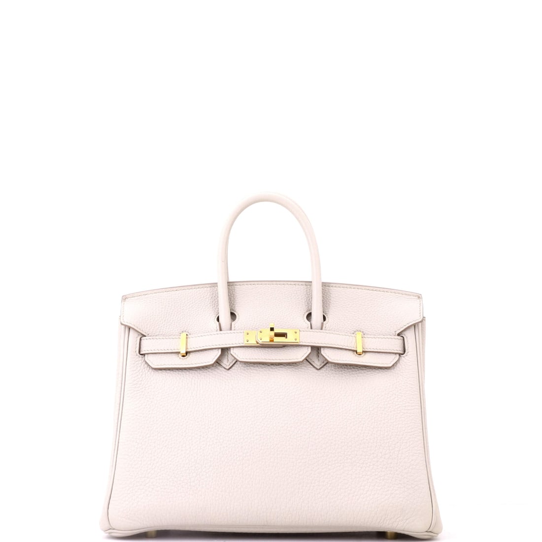 Hermes Birkin Handbag Light Togo with Gold Hardware: A light Togo Birkin with gold hardware, 9.5 in wide, 8 in high and 5 in deep. Pale leather in a compact size is a specific taste, and the market for it is narrower but committed. Shows as Grade D - Go