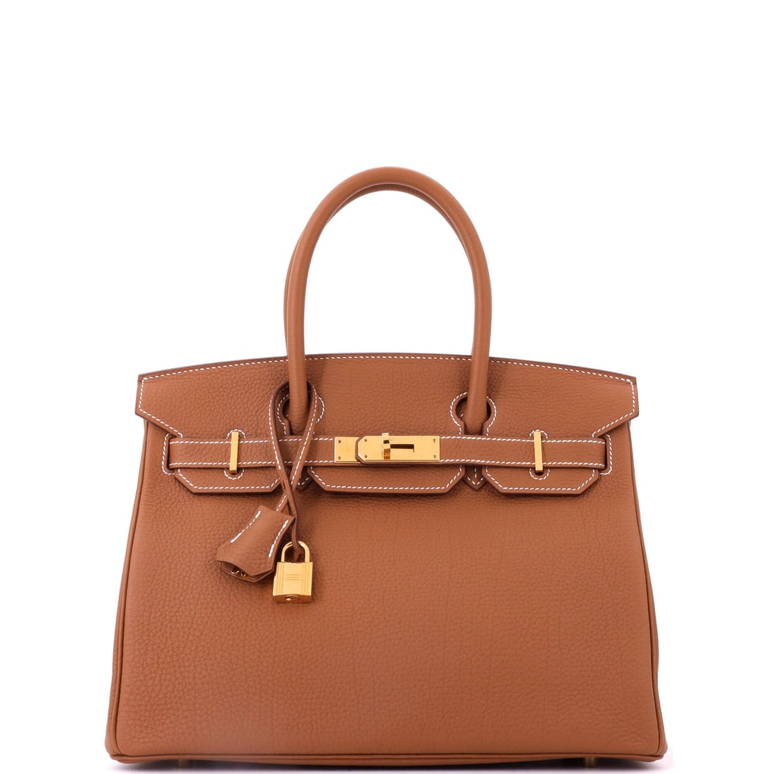 Hermes Birkin Handbag Brown Togo with Gold Hardware: Gold-fitted brown Togo is the Birkin specification with the deepest bidder pool in the house, which puts all the weight on condition. This one is Grade B - Excellent, in the full 11.5 in width with 9 