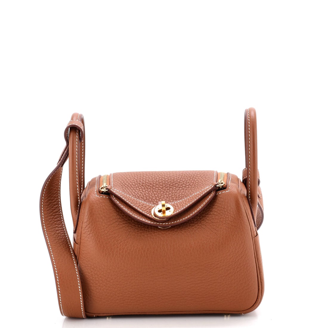 Hermes Lindy Bag Clemence: A small Lindy in Clemence, 7 in wide, 5 in high and 4 in deep. The double-handled, twin-compartment build makes it the most casual thing Hermes produces at this level. Grade A - Pristine. Maison de Be