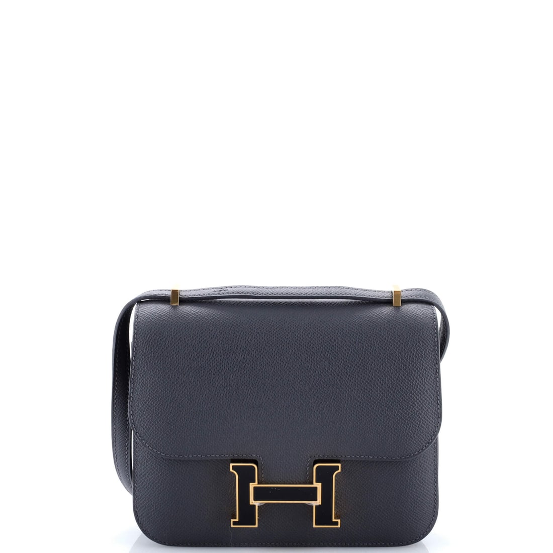 Hermes Constance NM Bag Epsom: A Constance NM in Epsom, 7 in wide, 6 in high and 2 in deep, with the adjustable strap that runs shoulder or crossbody. At this size the H clasp takes up most of the front, which is precisely the appe
