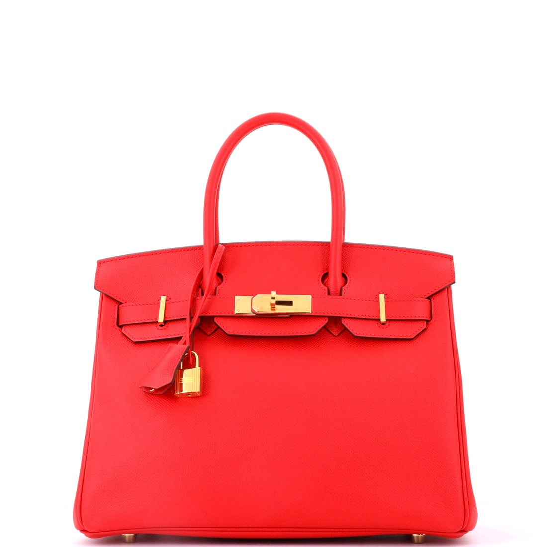 Hermes Birkin Handbag Pink Epsom with Gold Hardware: Pink Epsom Birkin with gold hardware, 12 in wide, 9 in high and 6 in deep. Warm fittings deepen the pink instead of brightening it. Grade B - Excellent. Maison de Beaubigonne authenticity guaranteed.