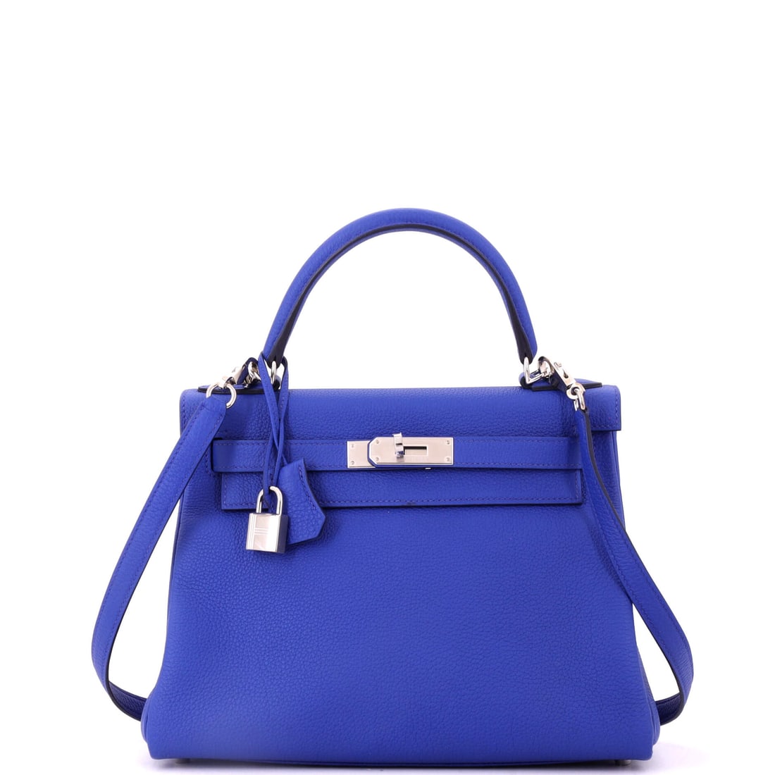 Hermes Kelly Handbag Blue Togo with Palladium Hardware (1 of 8)