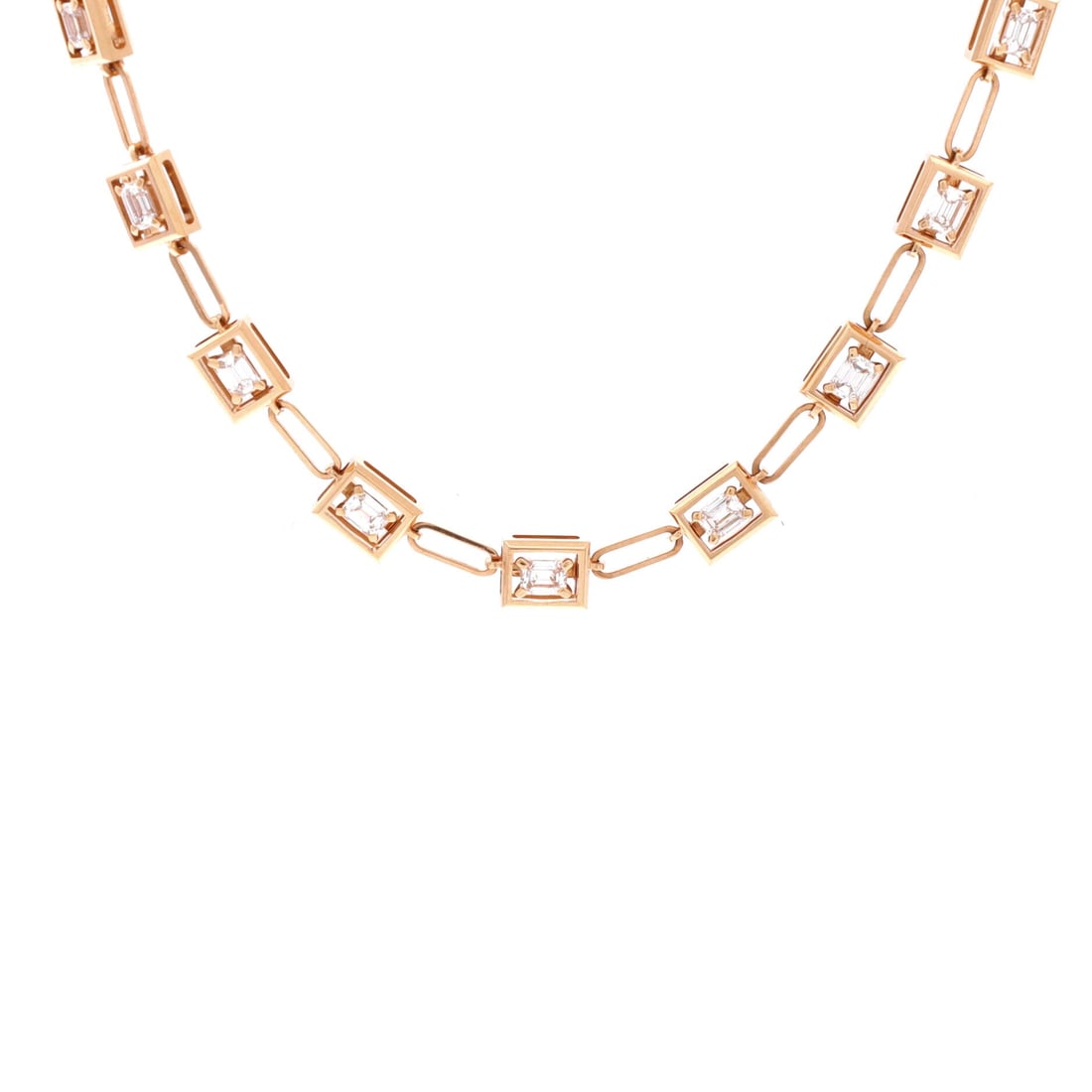 Tiffany & Co. Jewel Box Station Long Necklace 18K Rose Gold with Diamonds: Tiffany's Jewel Box designs draw on the house's mid-century archive, and this long station necklace spaces diamonds along 18K rose gold rather than massing them. The result wears far more easily than 