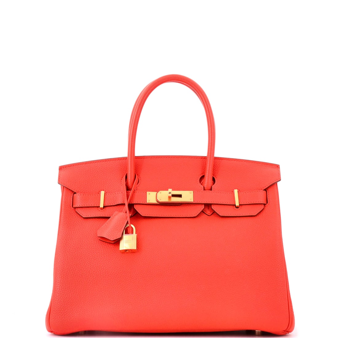 Hermes Birkin Handbag Orange Togo with Gold Hardware: Orange Togo Birkin with gold hardware, 11.5 in wide, 9 in high and 6 in deep. Grained orange with warm metal is the most Hermes combination the house produces. Grade B - Excellent. Maison de Beaubigon