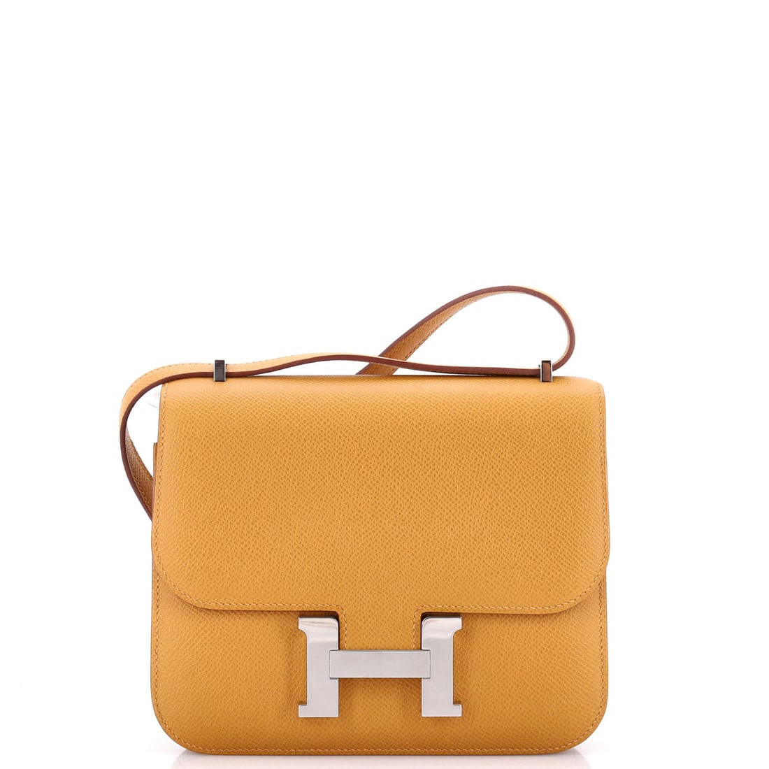Hermes Constance NM Bag Epsom: A small Constance NM in Epsom, 7.5 in wide, 6 in high and 2 in deep. Graphic, compact and built around the clasp. Grade B - Excellent. Maison de Beaubigonne authenticity guaranteed.