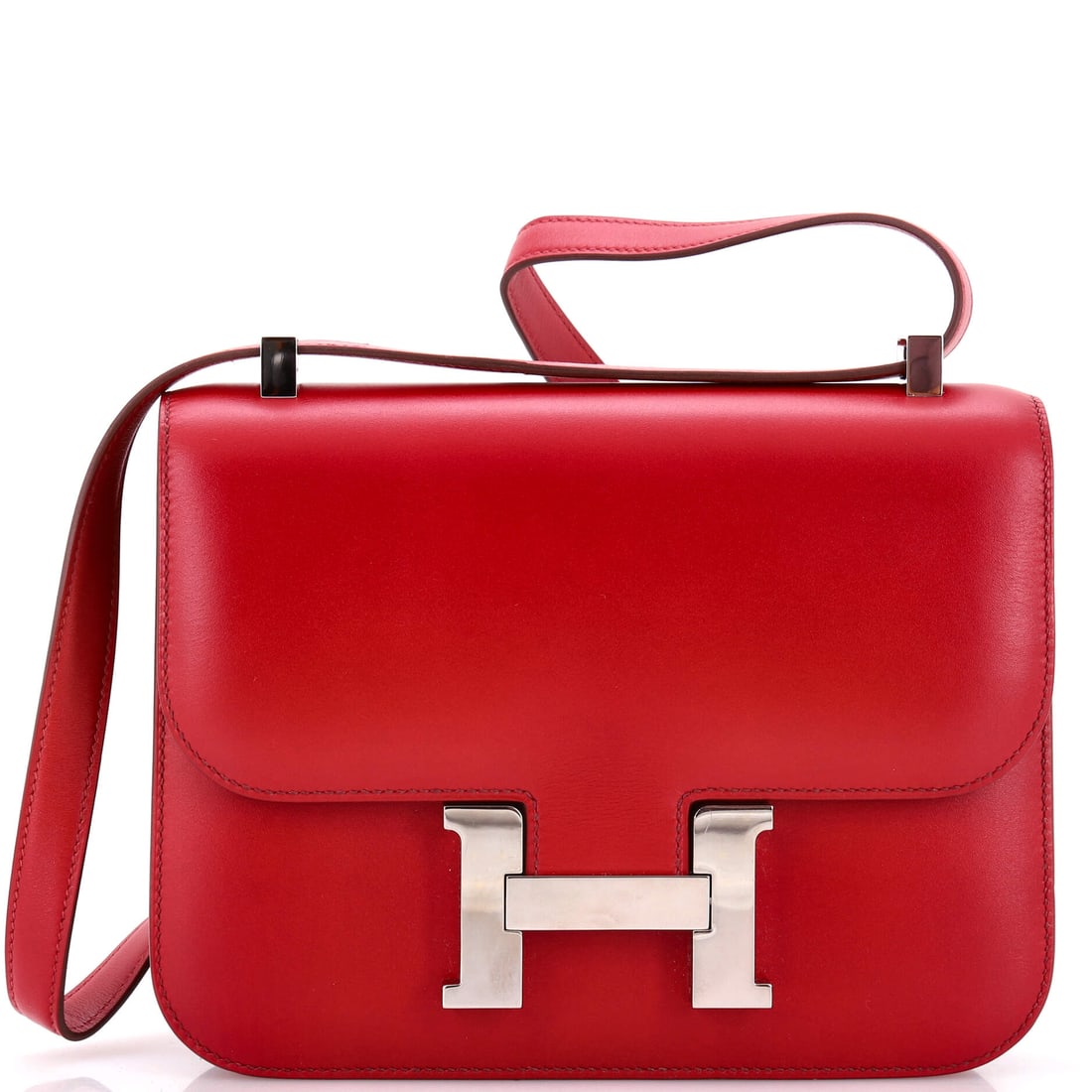 Hermes Constance NM Bag Box Calf: Box Calf Constance NM at 9 in wide, 7 in high and 3 in deep. The smooth leather gives the flat front panel a depth that grained versions cannot reach. Grade C - Very Good. Maison de Beaubigonne authen