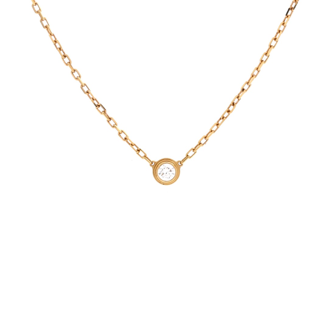Cartier Cartier D'Amour Pendant Necklace 18K Yellow Gold and Diamond: Cartier D'Amour Pendant Necklace, 18K Yellow Gold and Diamond, a fine chain with a compact pendant drop. It layers with other chains without competing, which is how most buyers wear it. The chain runs