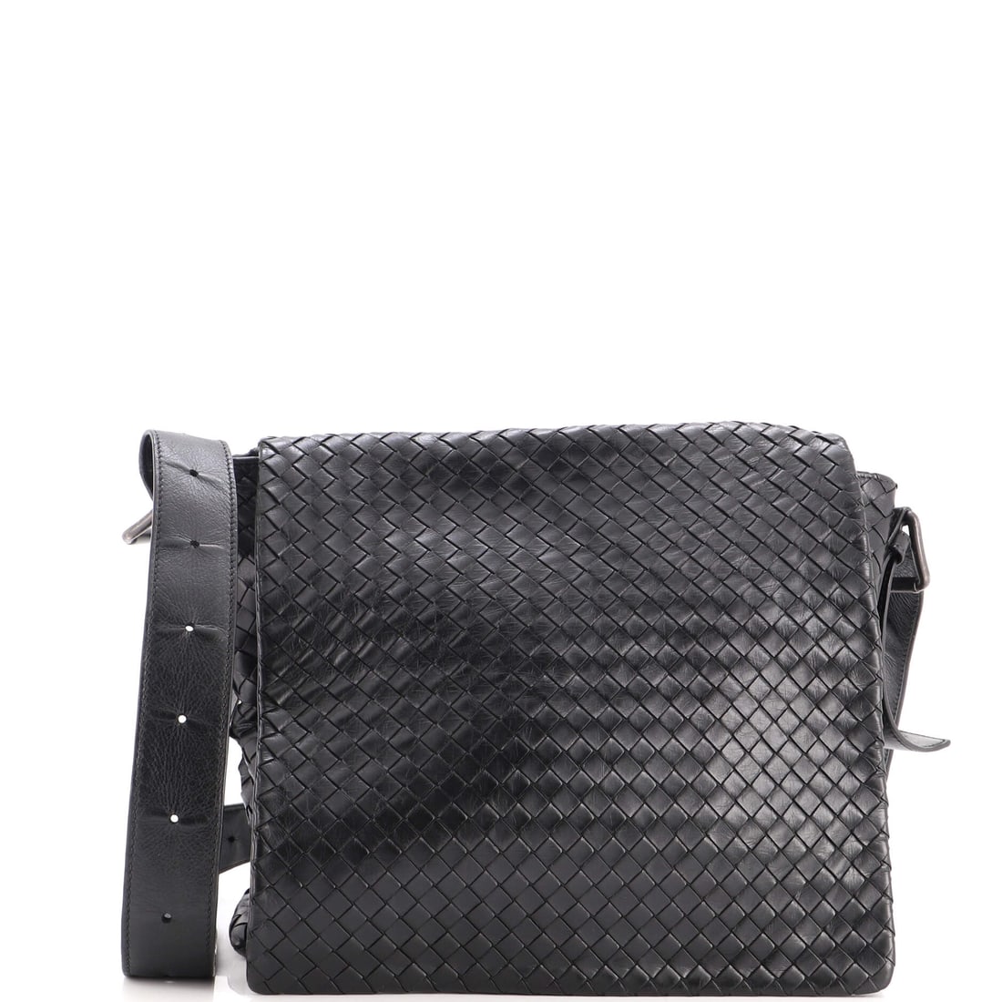 Bottega Veneta Square Flap Messenger Bag Intrecciato Nappa: Bottega Veneta Square Flap Messenger Bag - Intrecciato Nappa, a flat body with an adjustable strap and a front flap. There is no logo - the weave does the identifying, which has always been Bottega's 